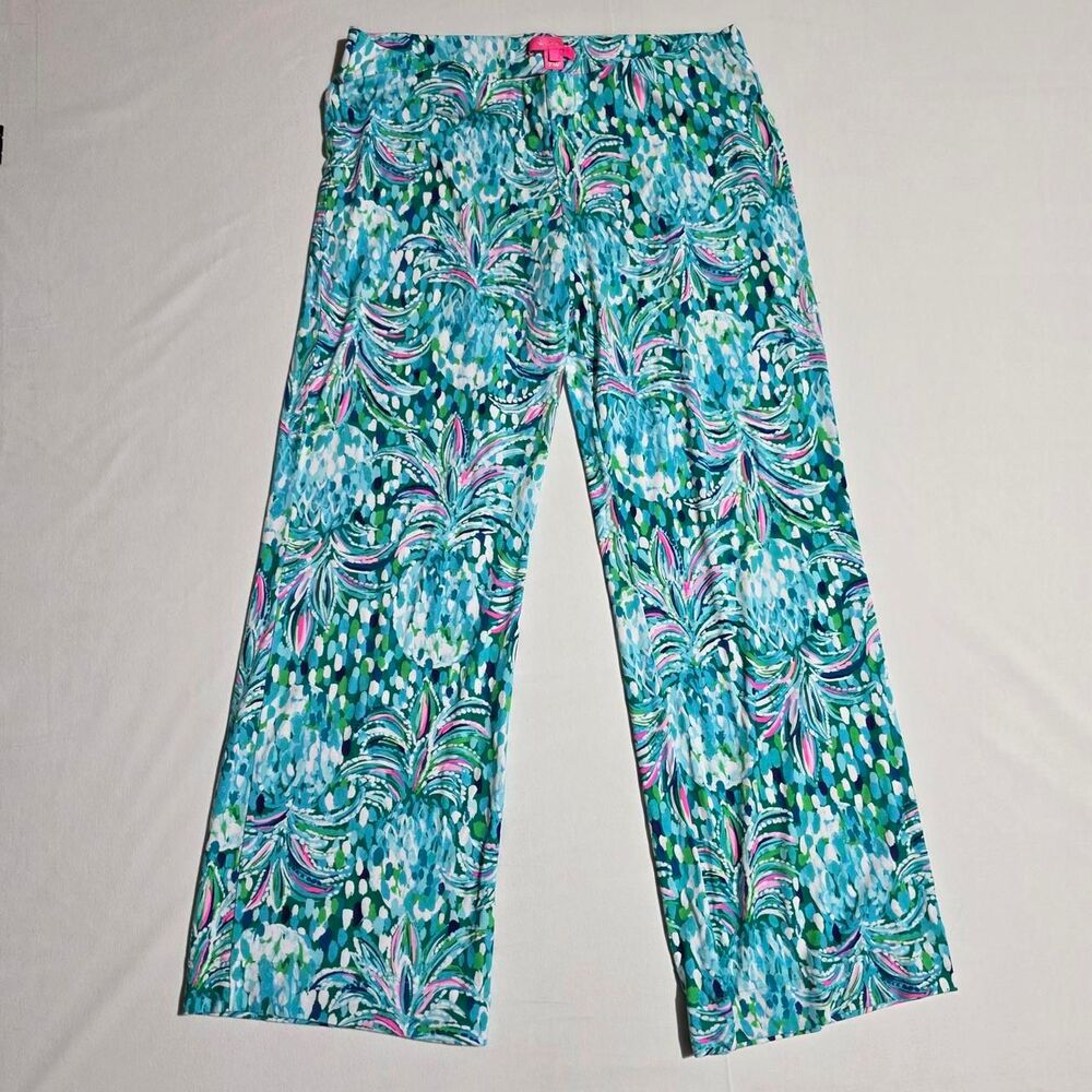 Lilly Pulitzer Georgia May Palazzo Pants Emerald Isle Pineapple of My Eye -Large